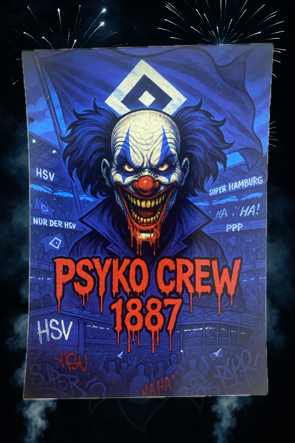 🤡 PSYKO CREW 1887 – Aufkleber „Psyko Crew Clown Blau“
